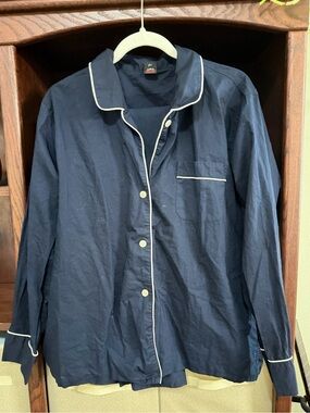 Men's J. Crew Navy Blue Button-Up Pajama Set - L